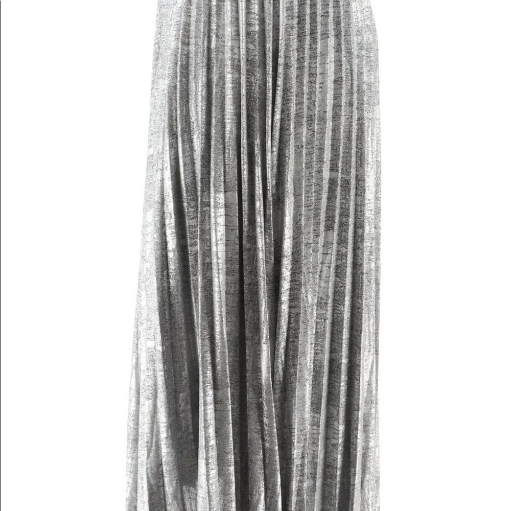 COPY - H by Halston silver liquid foil pirated maxi skirt